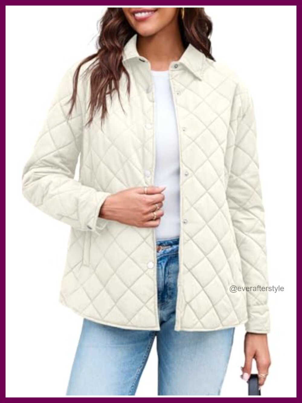 Women's Lightweight Quilted Puffer Jacket Button Down Stand Collar Warm Coat